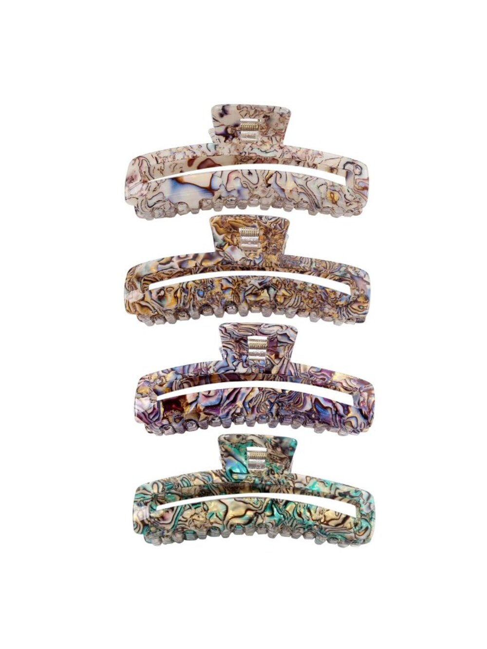 Large Abalone Acrylic Claw Hair Clips 4.52in 4pc Set Women Gift